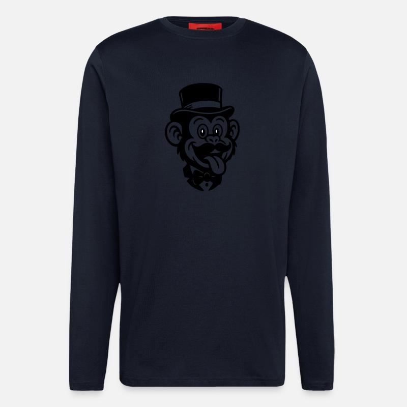 Bande dessinée Monkey Groom - Manches longues bio décontracté fabriqué en UE - DARK NAVY