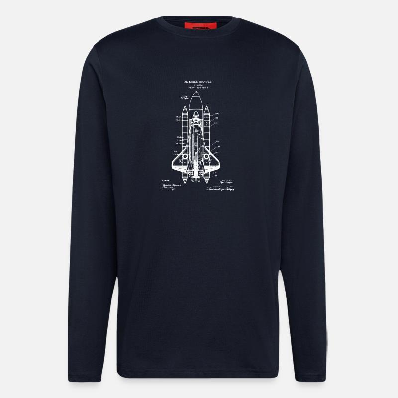 Space Shuttle-Bauplan - Langarmshirt - made by SPREAD  - DARK NAVY