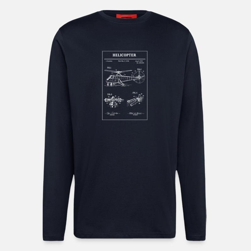 Hubschrauber-Bauplan - Langarmshirt - made by SPREAD  - DARK NAVY