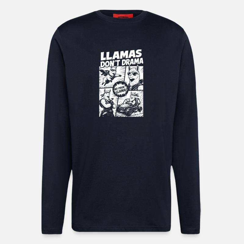 Llama Mode Action Comic - Langarmshirt - made by SPREAD  - DARK NAVY