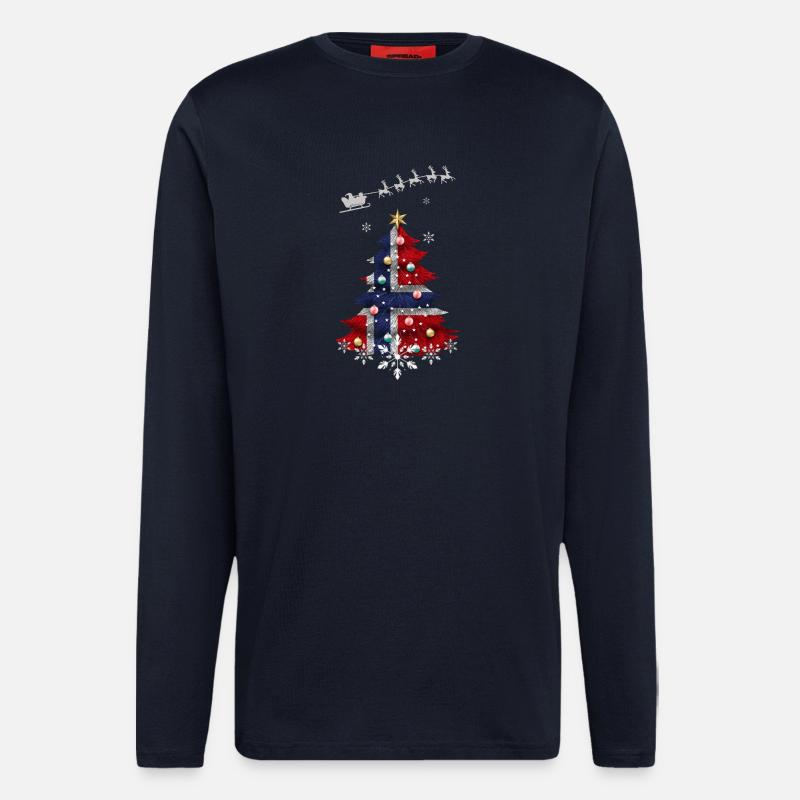 Weihnachtsbaum mit norwegischer Flagge - Langarmshirt - made by SPREAD  - DARK NAVY