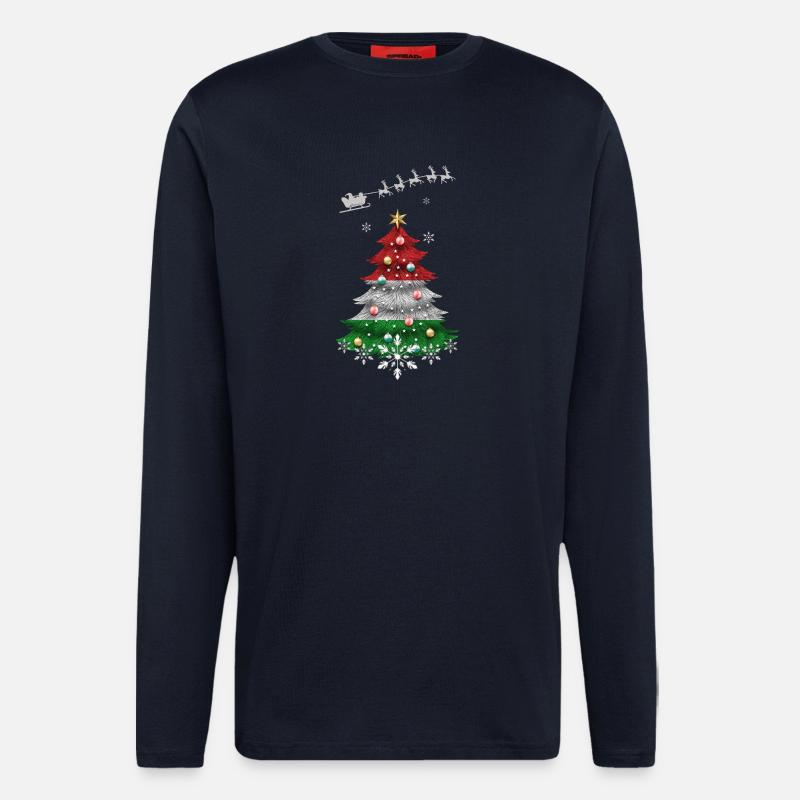 Weihnachtsbaum mit Ungarn Flagge - Langarmshirt - made by SPREAD  - DARK NAVY
