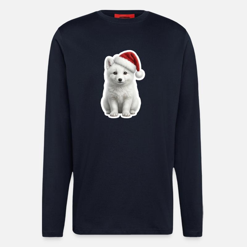 Weisser Polarfuchs im tiefen Schnee - Langarmshirt - made by SPREAD  - DARK NAVY