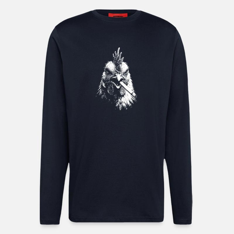 Rauchende Henne Grafik - Langarmshirt - made by SPREAD - DARK NAVY