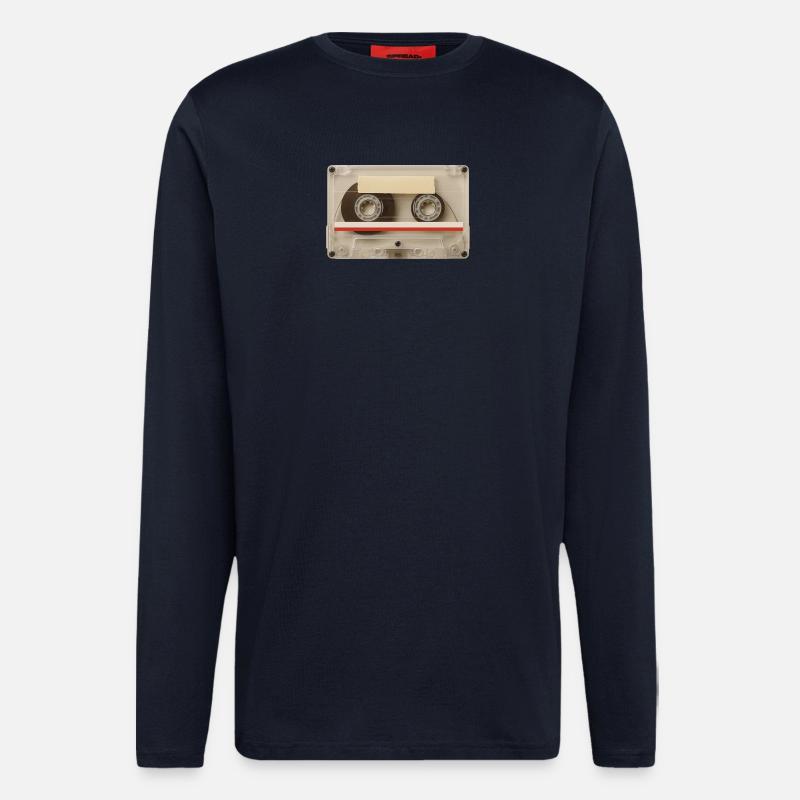 Transparente Kassette – Retro Mixtape - Langarmshirt - made by SPREAD  - DARK NAVY
