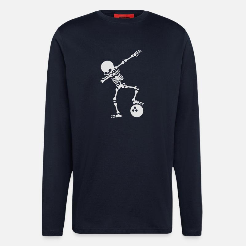 Dab skeleton dabbing bowling ball - Langarmshirt - made by SPREAD  - DARK NAVY