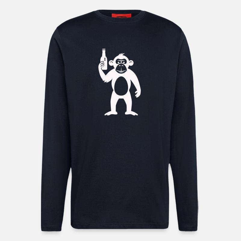 Humorvolle Affe mit Flasche - Langarmshirt - made by SPREAD  - DARK NAVY