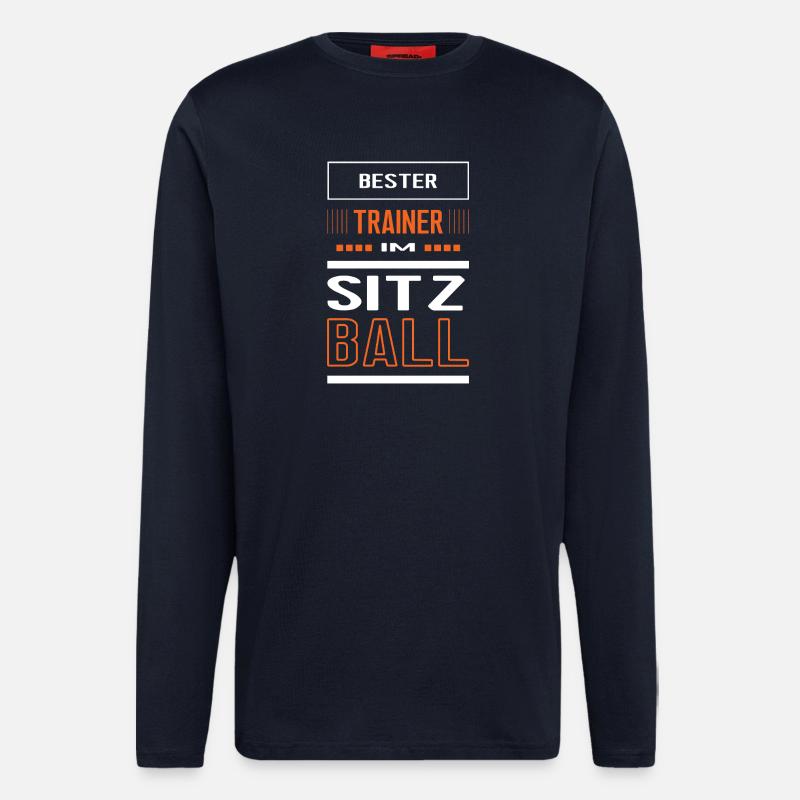 Bester Sitzball Trainer Sitzballtrainer Training - Langarmshirt - made by SPREAD - DARK NAVY