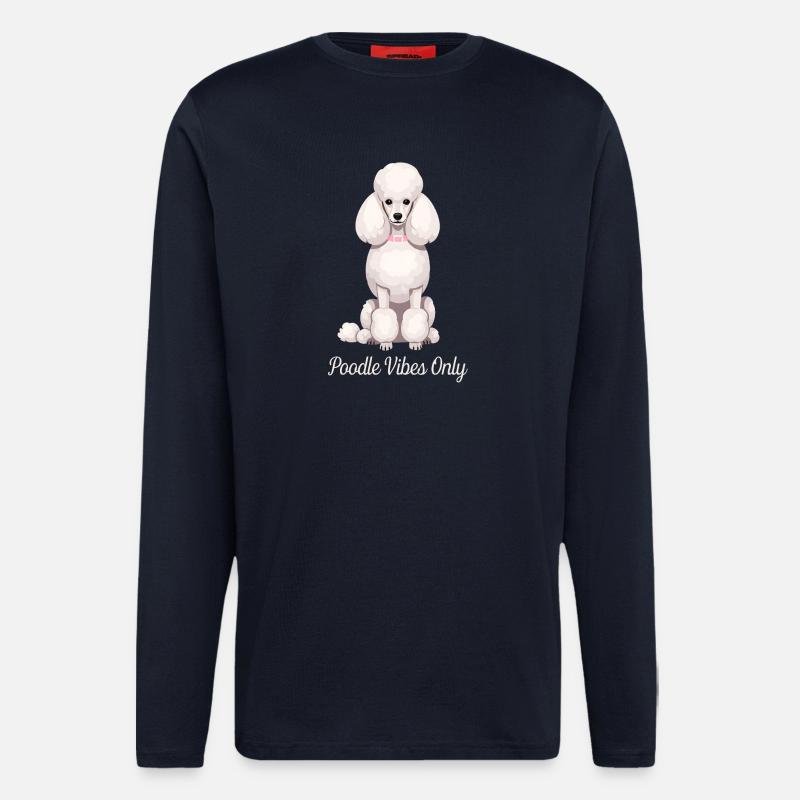 Poodle Vibes Only - Caniche élégant - Manches longues bio décontracté fabriqué en UE - DARK NAVY