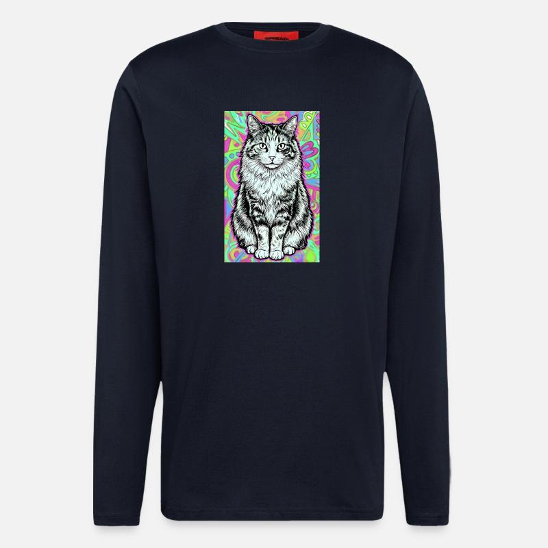 chat - Manches longues bio décontracté fabriqué en UE - DARK NAVY
