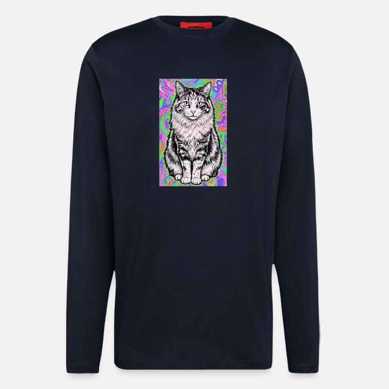 cat - Longsleeve - made by SPREAD  - DARK NAVY