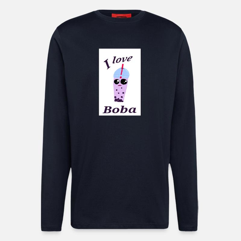 Lustige Bubble Tea Illustration - Langarmshirt - made by SPREAD  - DARK NAVY
