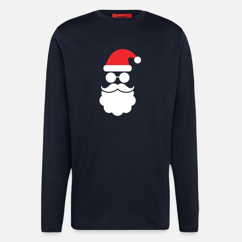 Weihnachtsmann mit Bart Minimal Kopf Design - Langarmshirt - made by SPREAD - DARK NAVY