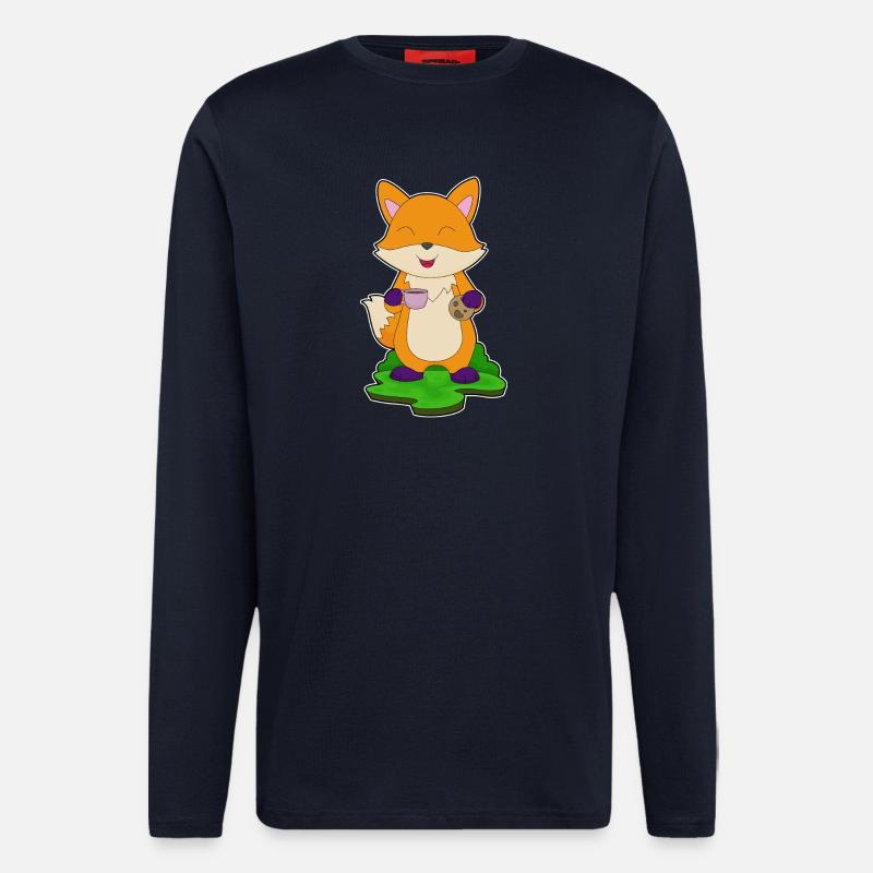 Fuchs Kaffee Cookie - Langarmshirt - made by SPREAD - DARK NAVY