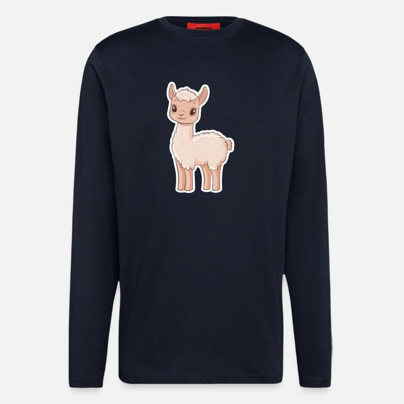 Lama Alpaka Llama - Langarmshirt - made by SPREAD  - DARK NAVY