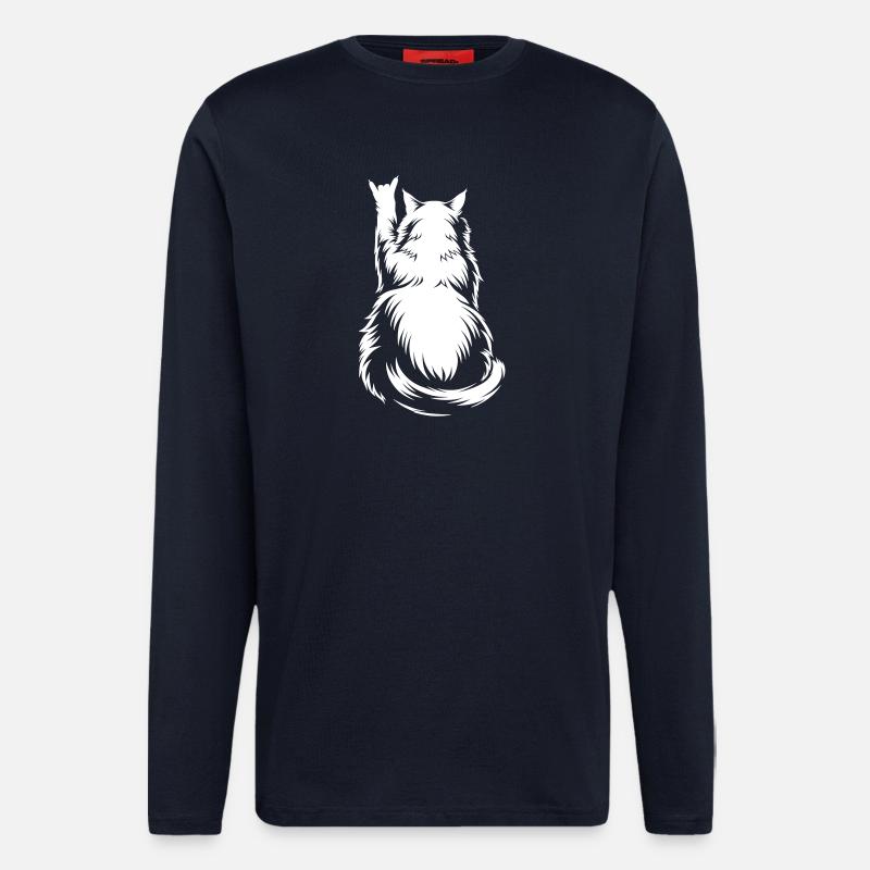 Rock Cat Back View – Devil Horns - Longsleeve - made by SPREAD  - DARK NAVY