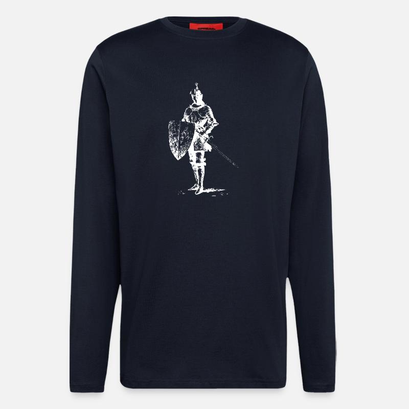 Ritter-Silhouette mit Schild und Schwert - Langarmshirt - made by SPREAD  - DARK NAVY
