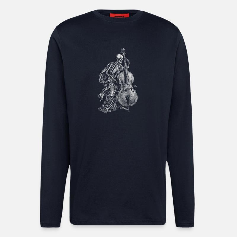 Skeleton spielt Kontrabass - Langarmshirt - made by SPREAD  - DARK NAVY
