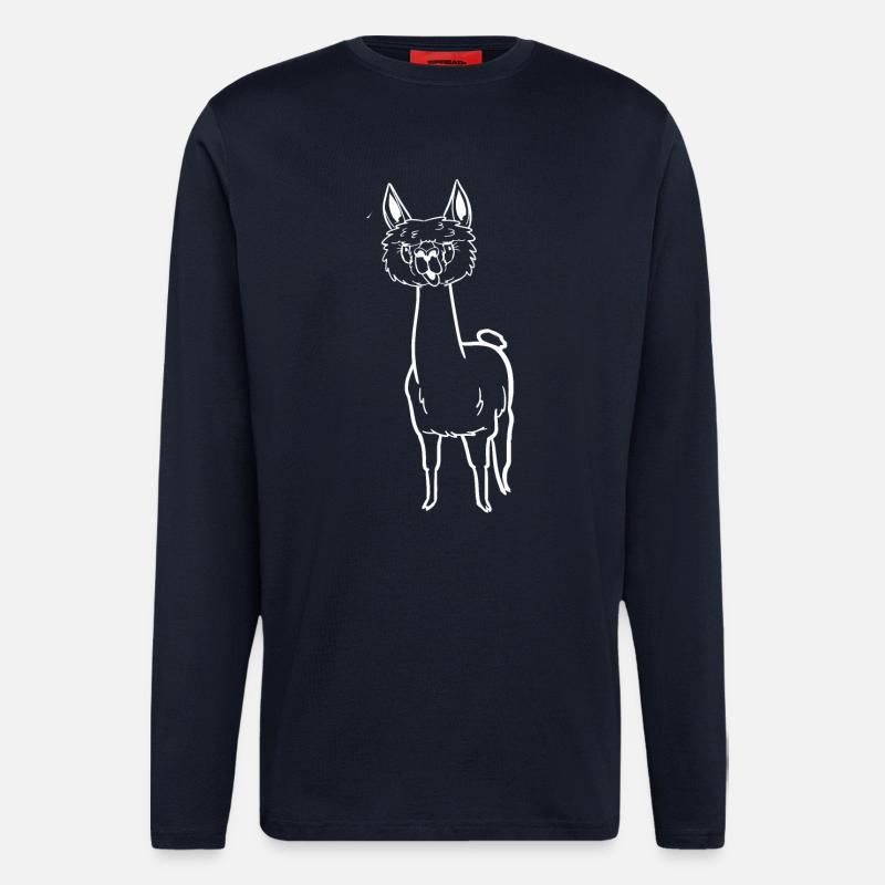 Witziges Comic-Alpaka - Langarmshirt - made by SPREAD  - DARK NAVY