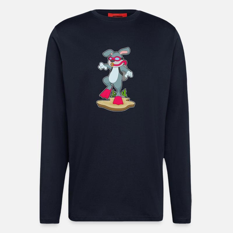 Rabbit Diver Bouteille d’oxygène Plongée - Manches longues bio décontracté fabriqué en UE - DARK NAVY