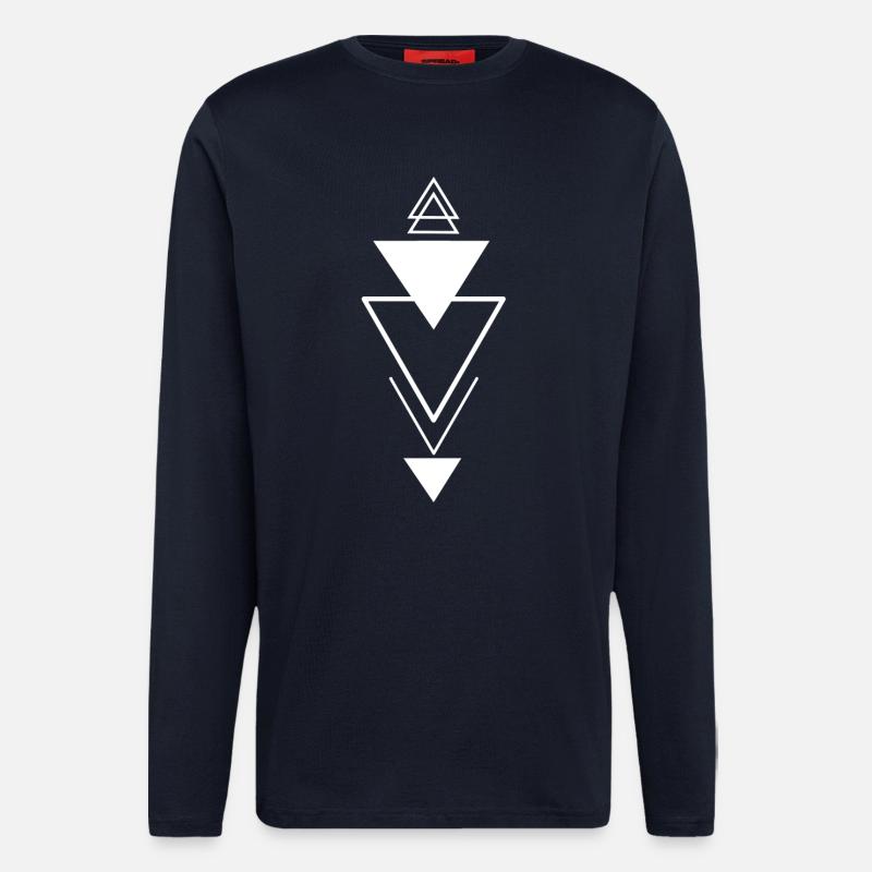 Triangular symbol (white) - Longsleeve - made by SPREAD  - DARK NAVY