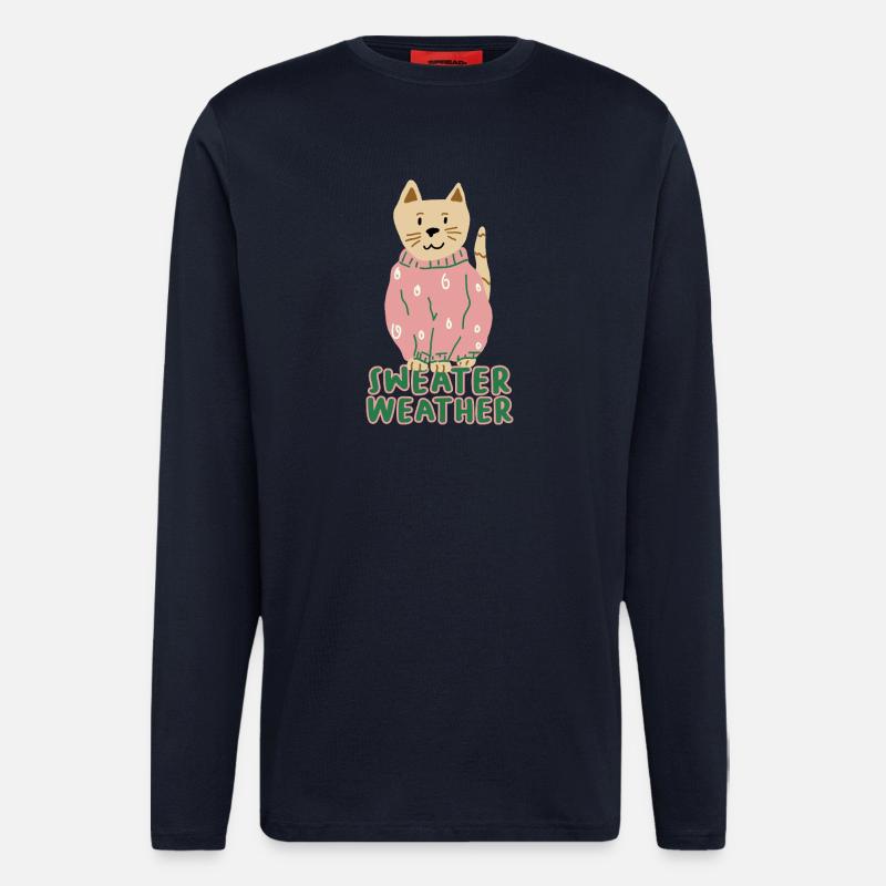 Katze im Rosa Pullover – Sweater Weather - Langarmshirt - made by SPREAD  - DARK NAVY