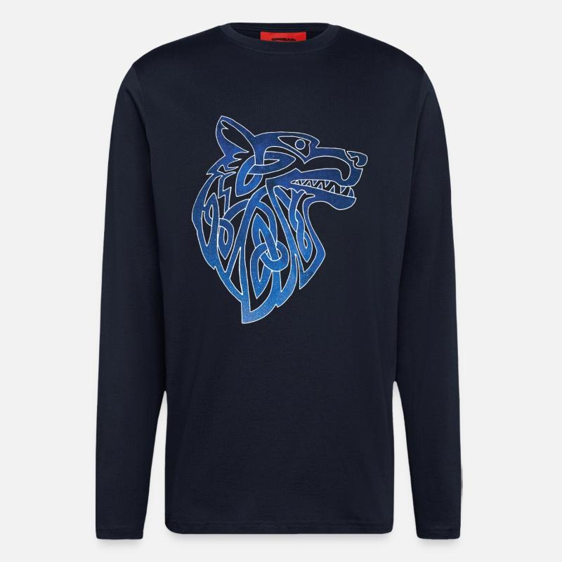 Viking wolf and starry sky - Longsleeve - made by SPREAD  - DARK NAVY