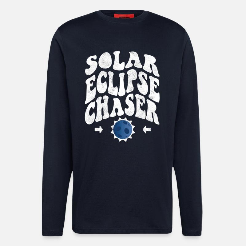 Solar eclipse chaser white - Longsleeve - made by SPREAD  - DARK NAVY