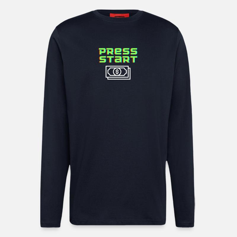 Press Start Retro Arcade Bill - Longsleeve - made by SPREAD  - DARK NAVY