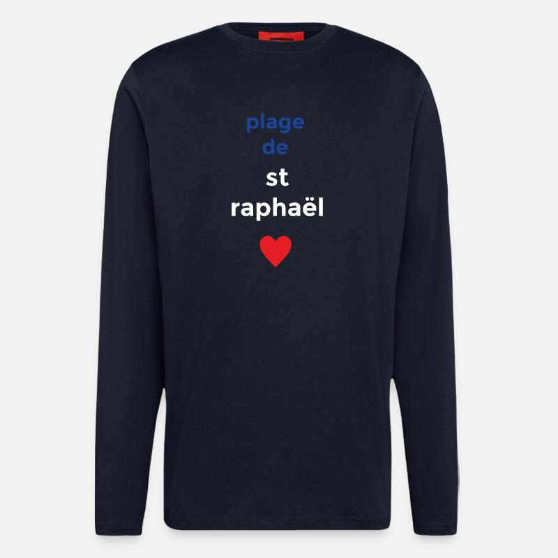 Plage de rêve de Saint-Raphaël - Manches longues bio décontracté fabriqué en UE - DARK NAVY