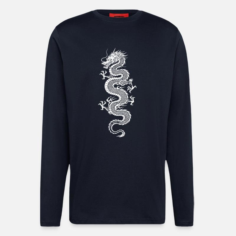 Weiße Drachen-Silhouette - Langarmshirt - made by SPREAD - DARK NAVY