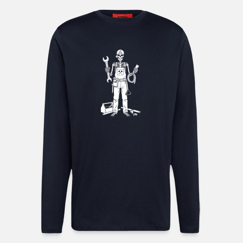 Skeleton Mechanic with Tools - Longsleeve - made by SPREAD - DARK NAVY