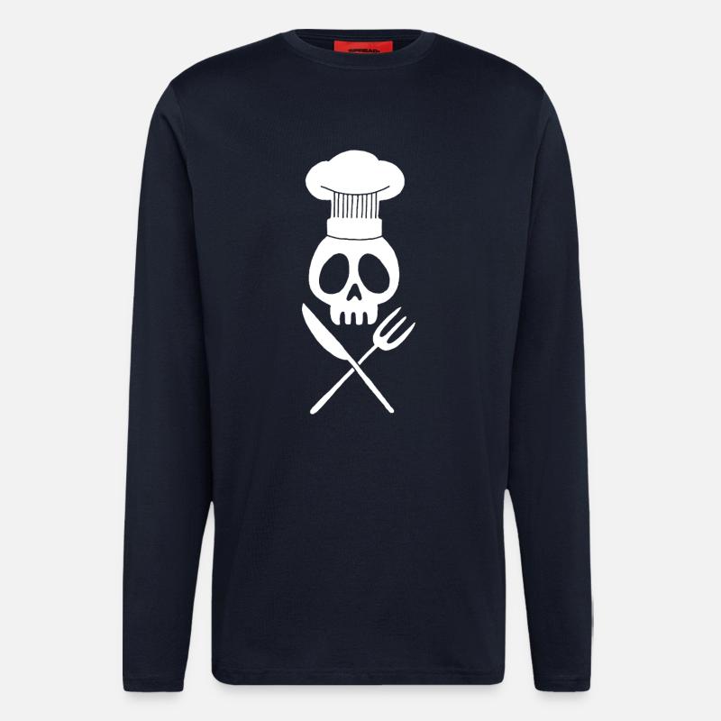 Cook's Skull (White) - Longsleeve - made by SPREAD  - DARK NAVY
