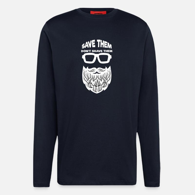 Bartfrisur Bart Rasieren Bartwuchs Statement - Langarmshirt - made by SPREAD - DARK NAVY