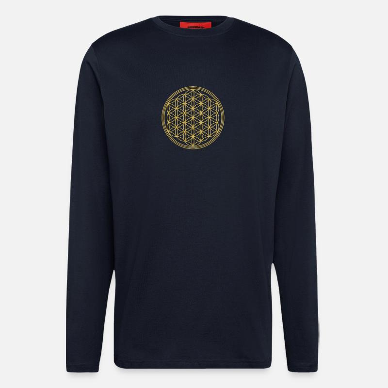 Lebensblume unifarben - Langarmshirt - made by SPREAD  - DARK NAVY