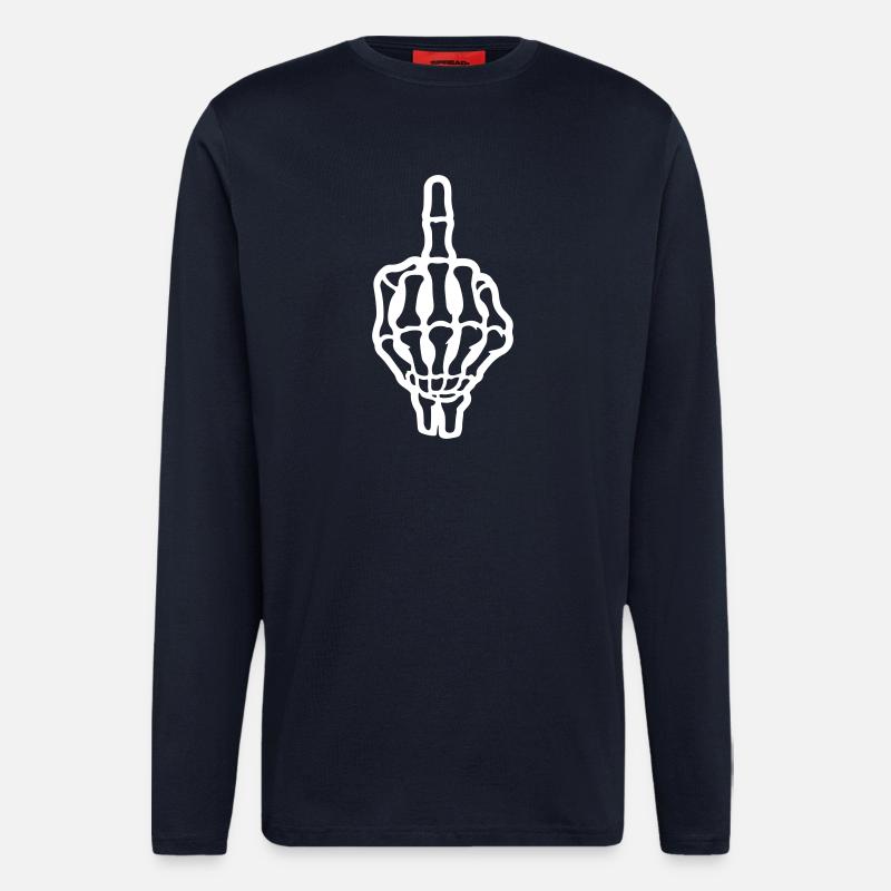 Skelett Mittelfinger Hand - Langarmshirt - made by SPREAD  - DARK NAVY