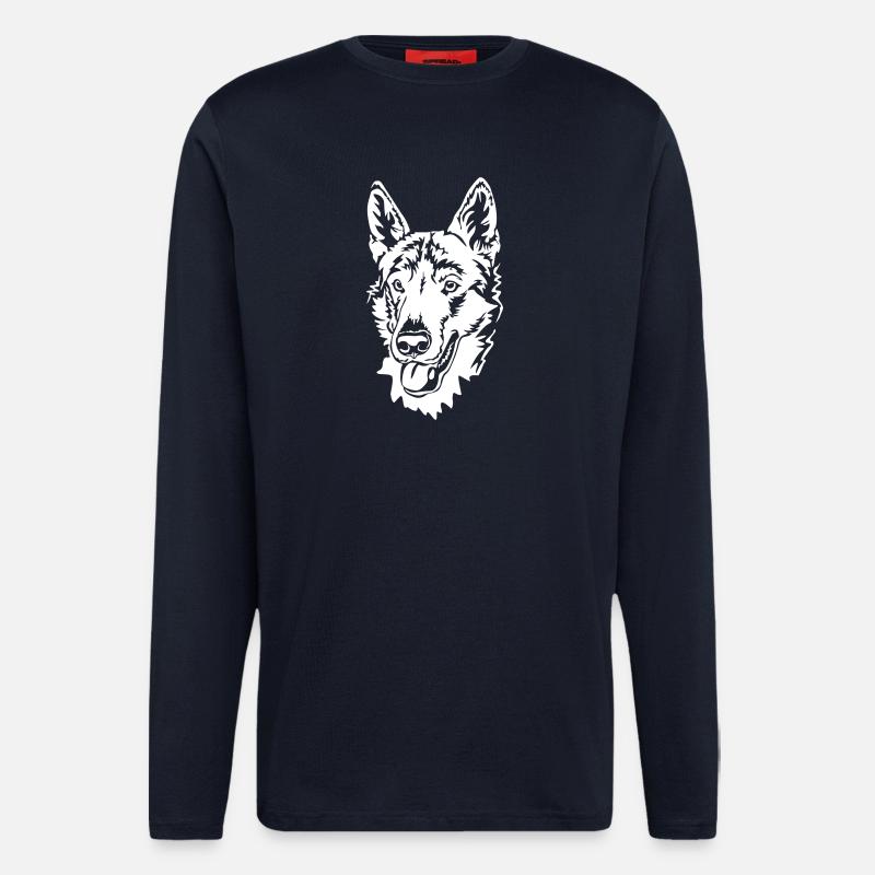 Czech Wolfhound Head "Black Edition" - Longsleeve - made by SPREAD  - DARK NAVY