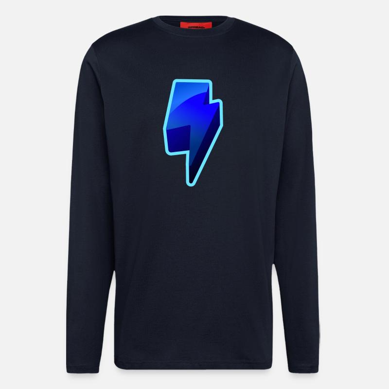 NeonBlitz Lightning Graphique Bleu - Manches longues bio décontracté fabriqué en UE - DARK NAVY