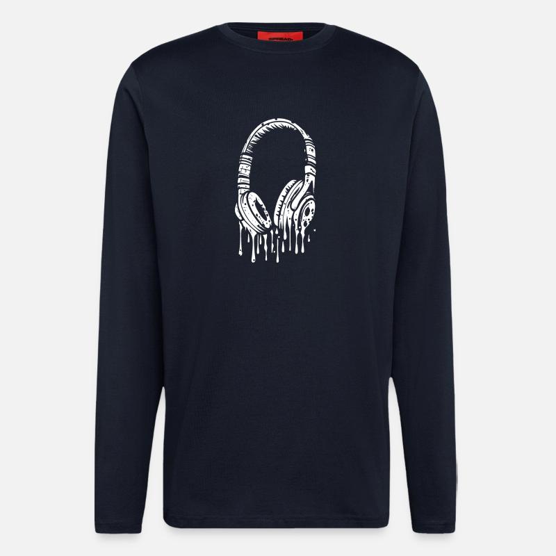 Comic Headphones with Drops - Longsleeve - made by SPREAD - DARK NAVY