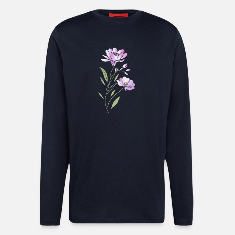 Freesien Blumen Illustration  - Langarmshirt - made by SPREAD  - DARK NAVY
