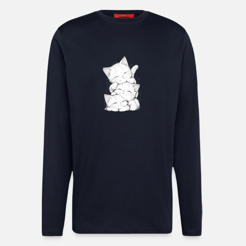 Schlafende Kätzchen-Trio - Langarmshirt - made by SPREAD  - DARK NAVY