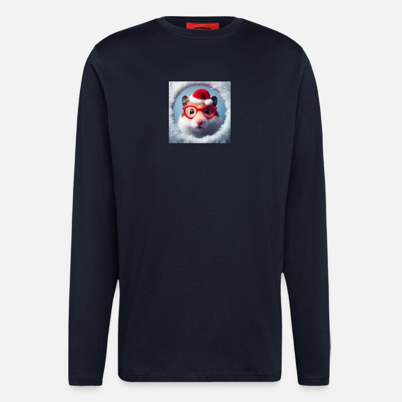 Hamster als Weihnachtsmann - Langarmshirt - made by SPREAD  - DARK NAVY