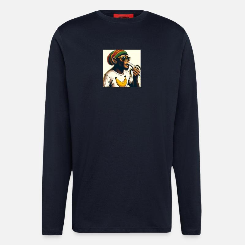 Cool monkey eats banana - Longsleeve - made by SPREAD  - DARK NAVY