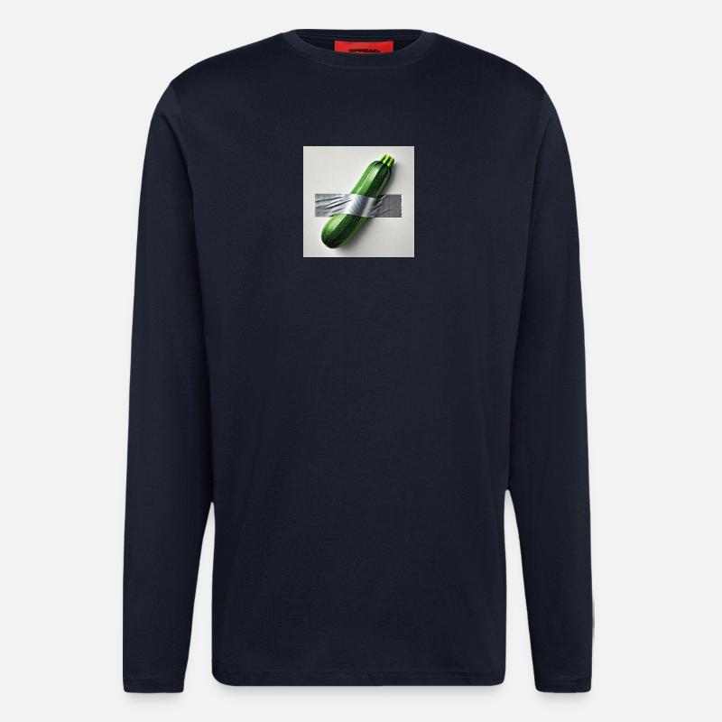 Courgettes encadrées par un ruban - Manches longues bio décontracté fabriqué en UE - DARK NAVY