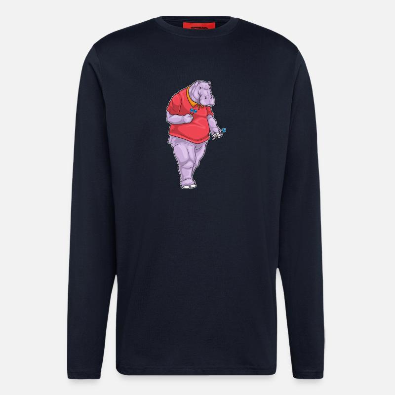 Nilpferd Dart Dartpfeil - Langarmshirt - made by SPREAD  - DARK NAVY