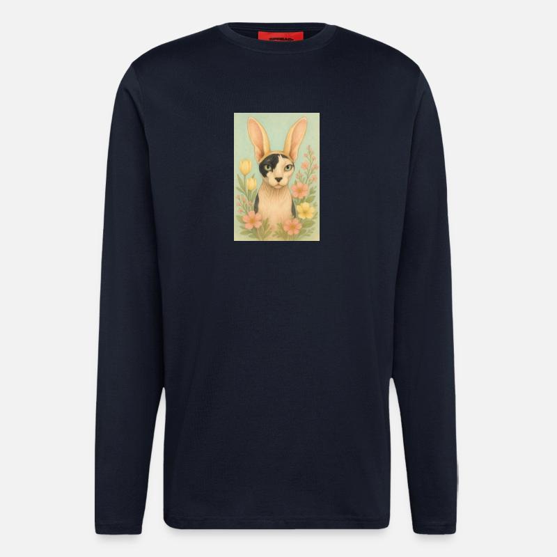 Chat Sphynx de Pâques - Manches longues bio décontracté fabriqué en UE - DARK NAVY