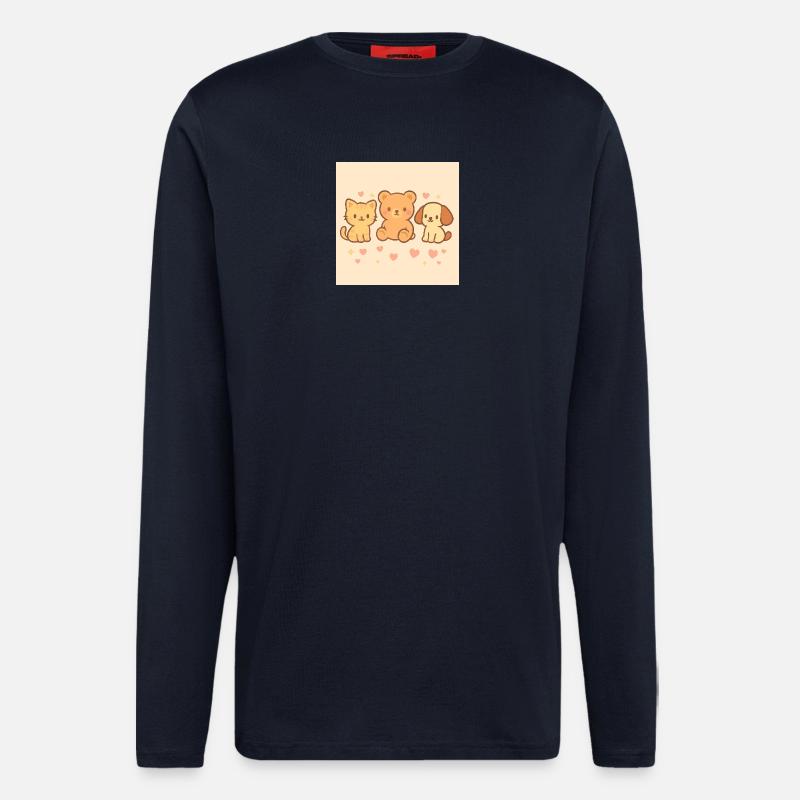 Dessin de bande dessinée mignon. - Manches longues bio décontracté fabriqué en UE - DARK NAVY