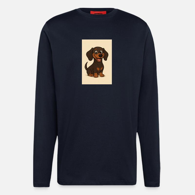 Teckel heureux - Manches longues bio décontracté fabriqué en UE - DARK NAVY