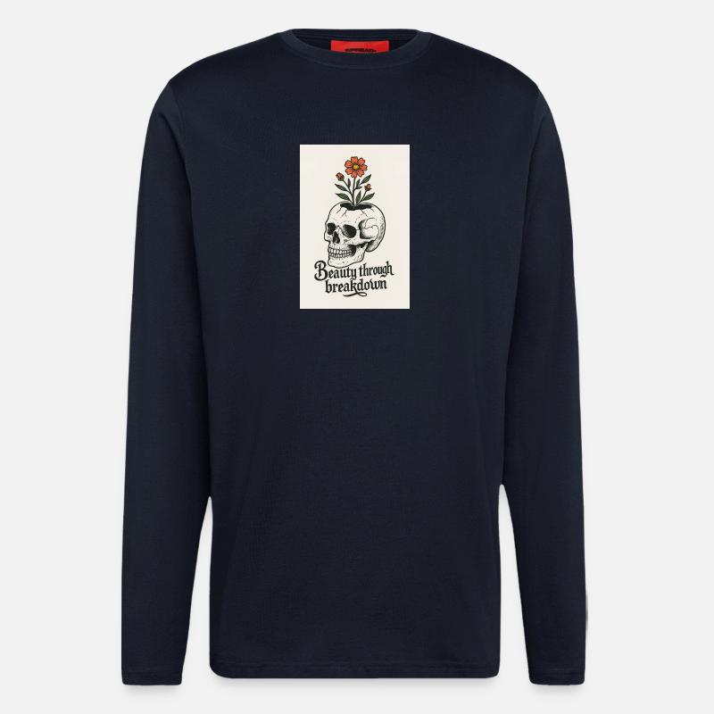 Blumenschädel Künstlerisches Design - Langarmshirt - made by SPREAD  - DARK NAVY