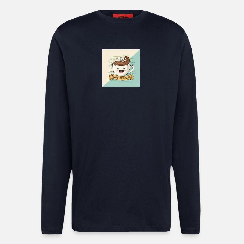 Happy Coffee Becher und Code - Langarmshirt - made by SPREAD - DARK NAVY